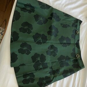 Tory Burch Dark Green Floral A-Line Skirt